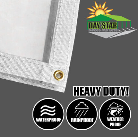 20 Mil CLEAR PVC Vinyl Super Duty Tarp Fire Retardant Material Certified Glass Clear Industry Quality