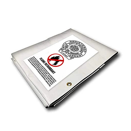 Certified Flame Retardant HD White Tarp Canopy 3ply Tarp Fire Retardant 12mil