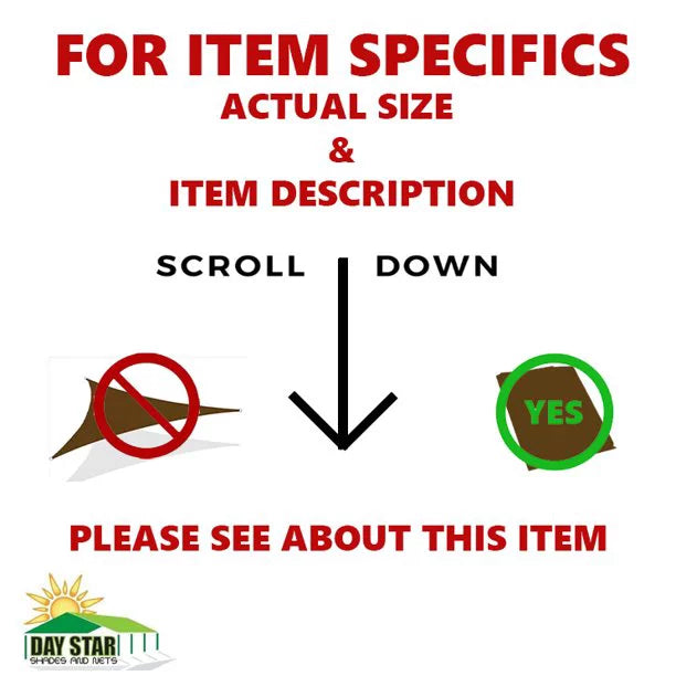 Day Star Shades EXTRA Heavy Duty 12 MIL BEIGE Tarp 3 Ply Coated Reinforced Canopy 3 Layer