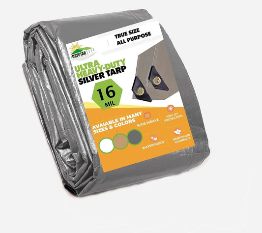16 MIL Thick Ultra Heavy Duty Silver Tarp 3ply Waterproof 9.5 oz UV Protected