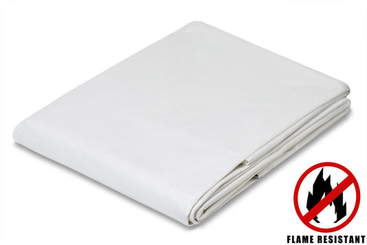 Certified Flame Retardant HD White Tarp Canopy 3ply Tarp Fire Retardant 12mil