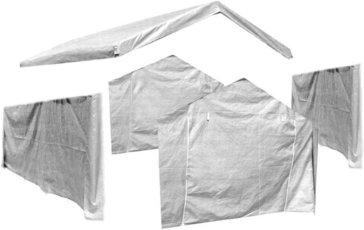 10X20 Canopy Tarp Set (5pc) Paneling and Top Set Valanced Tarp Kit Carport