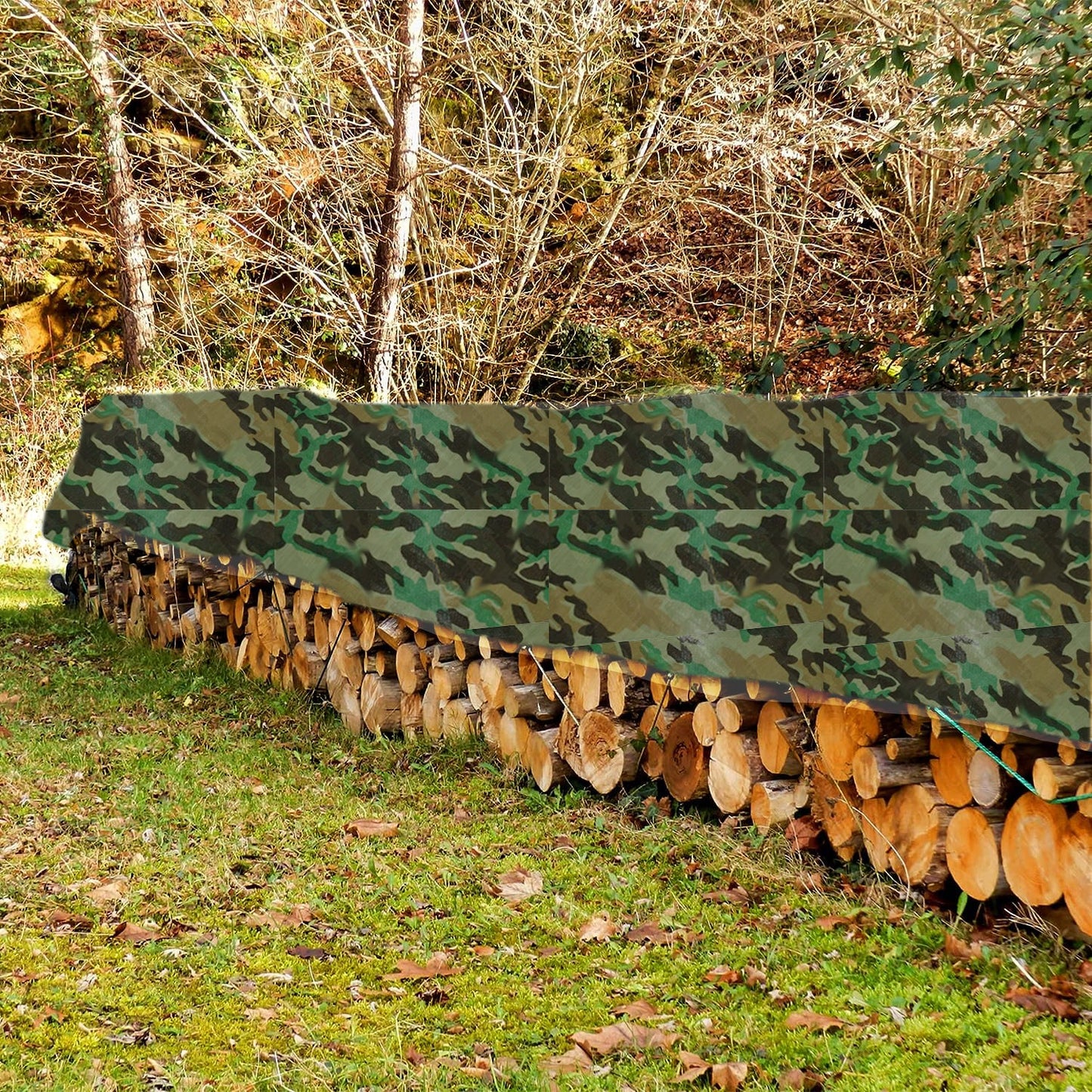 All Weather Green Camo Tarp 3 Ply Coated Reinforced Canopy 3 Layer