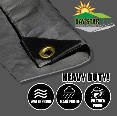 DAY STAR SHADES Extra Heavy Duty 12 MIL SILVER Tarp 3 Ply Coated Reinforced Canopy 3 Layer